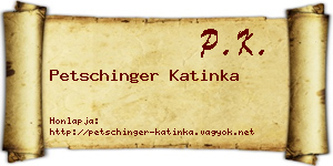 Petschinger Katinka névjegykártya